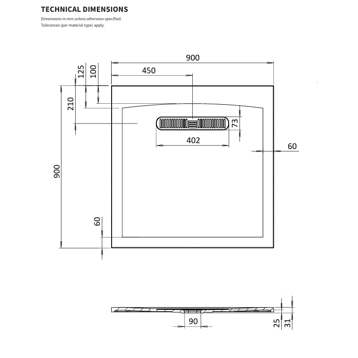 Crosswater Square Shower Tray Crosswater Vito Square 25mm Stone Resin Shower Tray