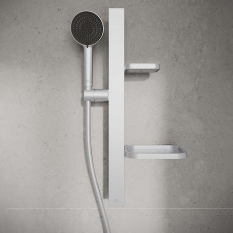 Ideal Standard Shower Riser Rail Silver Ideal Standard Ceratherm ALU+ Rigid Riser Rail with Handset and Shelves