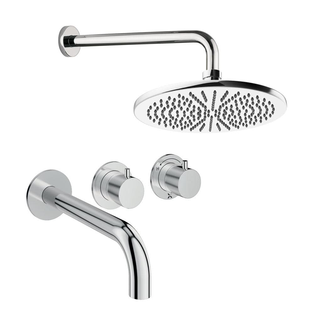 UK Bathroom Store Concealed Shower Set Crosswater Module Shower Set 3 with Fixed Overhead Shower and Bath Spout