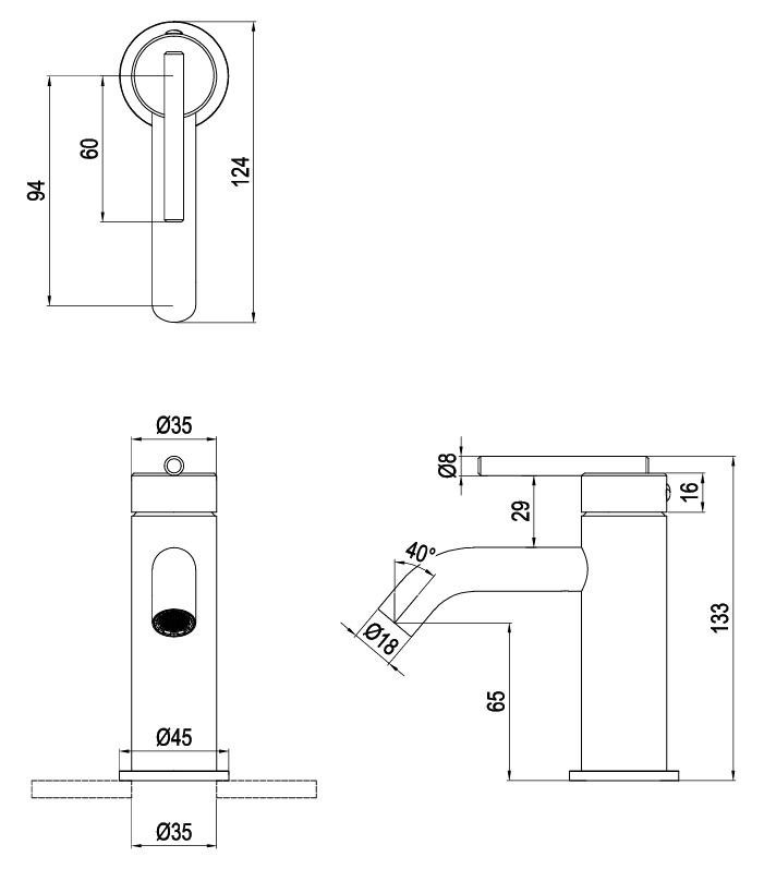 Crosswater 3ONE6 Lever Mini Monobloc Basin Mixer Tap