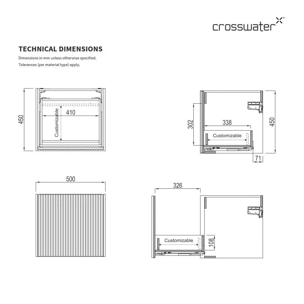 Crosswater Wall Mounted Vanity Unit Crosswater Limit Double Drawer Vanity Unit with Worktop