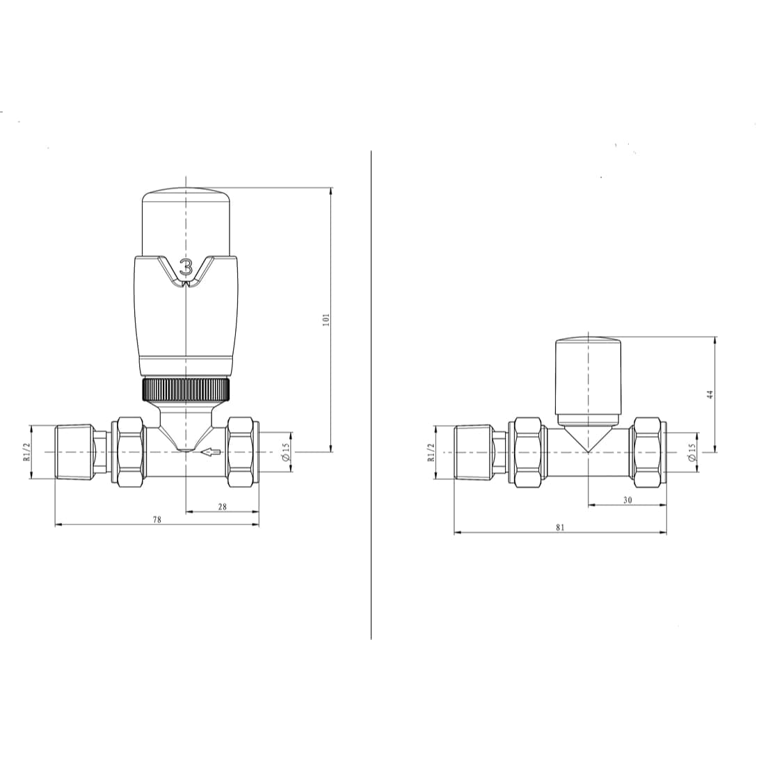 Aquarius Radiator Valve Aquarius Bi-Directional TRV Straight Radiator Valve