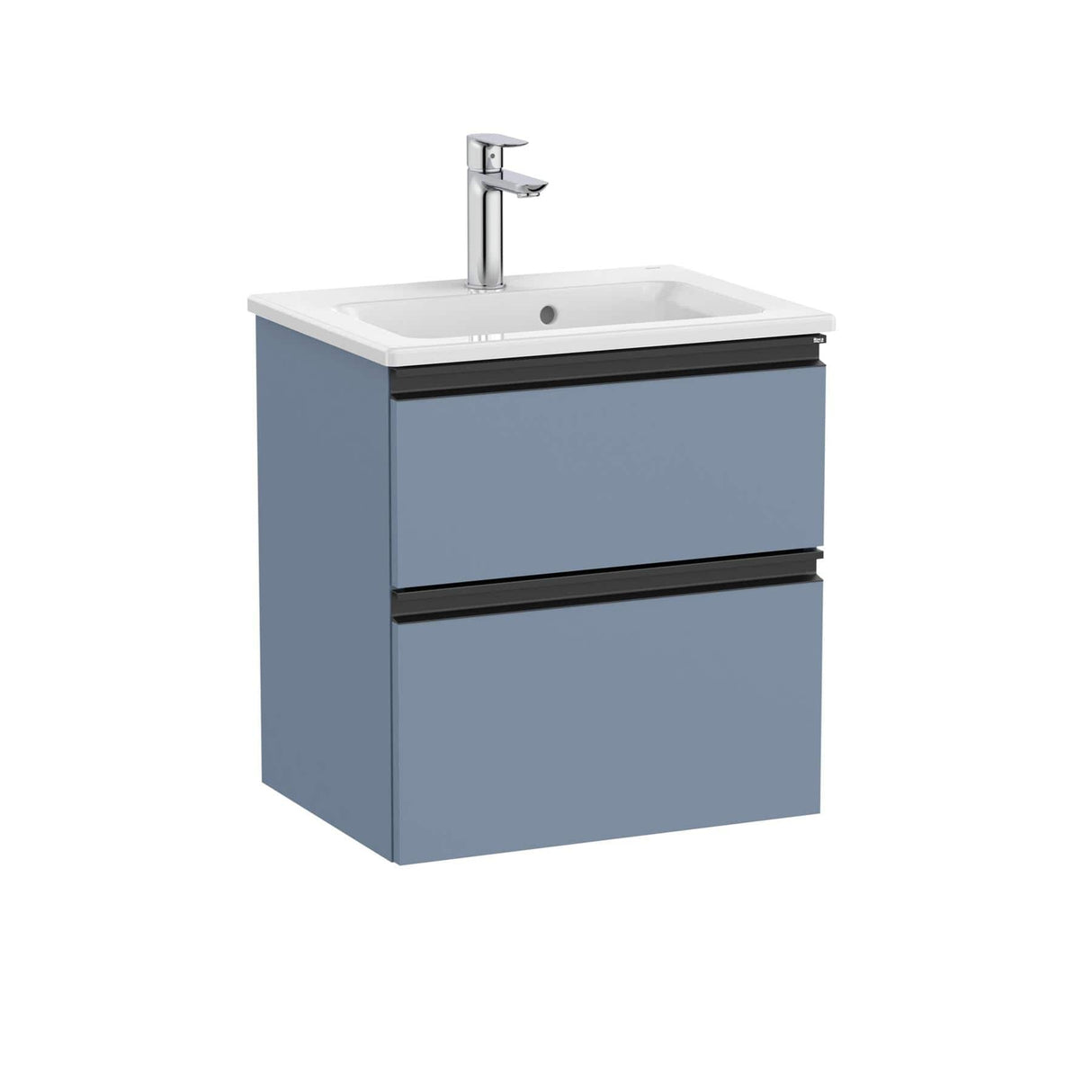 Roca Wall Mounted Vanity Unit Matt Blue Roca The Gap Compact Wall Mounted 500mm Two Drawer Vanity Unit with Basin