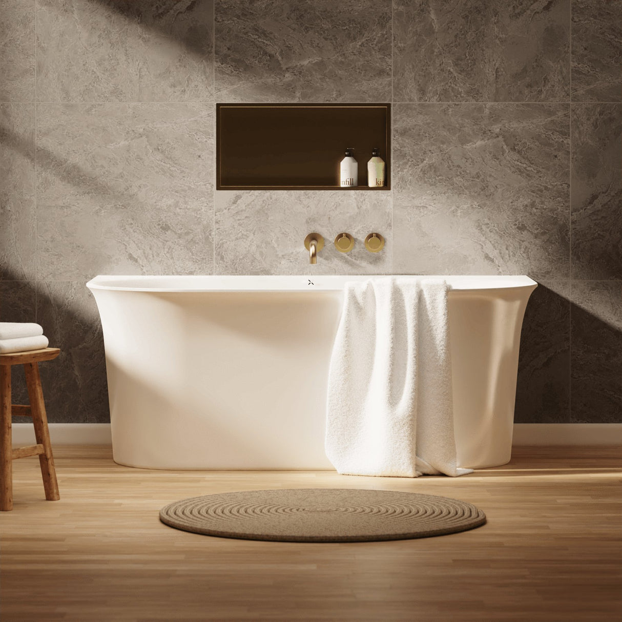 Crosswater Back To Wall Freestanding Bath Gloss White / 1500 x 800mm Crosswater Cursa Back to Wall Freestanding Bath