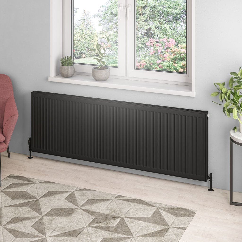 Aquarius Type 21 600 x 1800mm Aquarius Type 21 Compact Panel Radiator In Matt Black