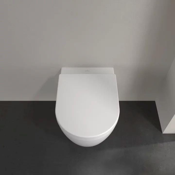 Villeroy & Boch Wall Hung Toilet Villeroy & Boch Avento Rimless Wall Hung Toilet with Soft Close Seat in White Alpin