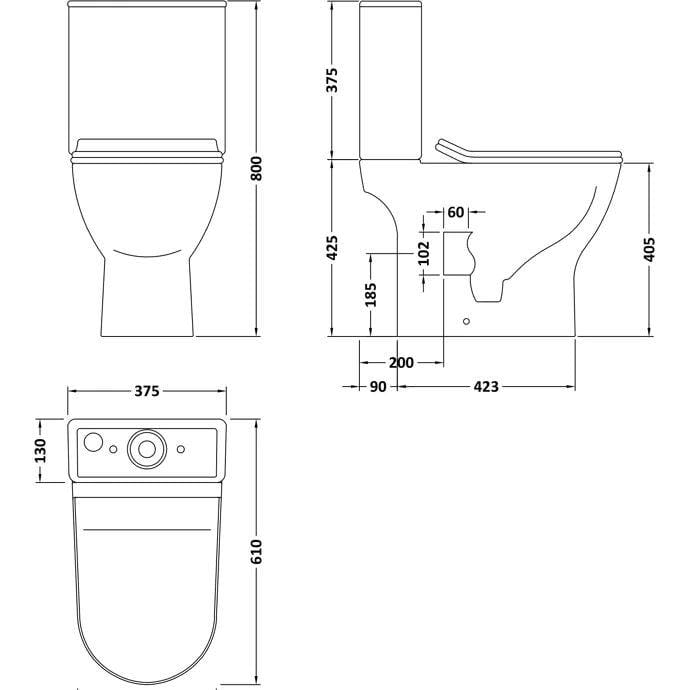 Aquarius Bathrooms Close Coupled Toilet Aquarius Vista Rimless Short Projection Close Coupled Toilet with Soft Close Seat