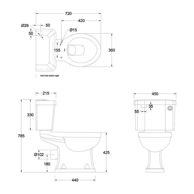 Burlington Close Coupled Toilet Burlington Traditional Rimless Close Coupled Toilet