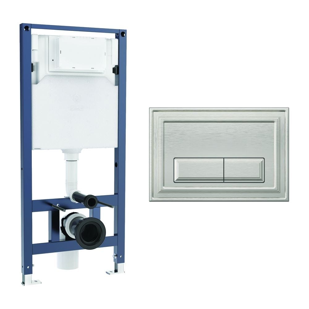 Crosswater Wall Hung WC Frame Belgravia Plate in Brushed Nickel Crosswater 1.12m Dual Flush WC Support Frame Set with Flush Plate
