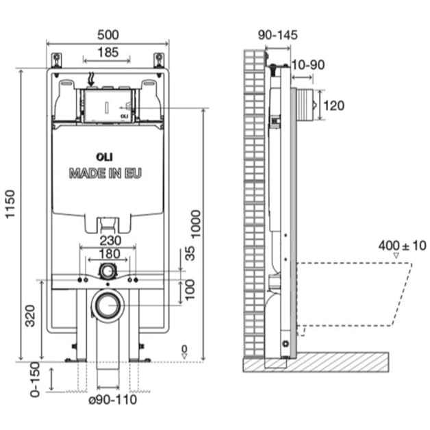 JTP Wall Hung WC Frame JTP Oli Wall Mounted 1200mm Slim Frame and Cistern