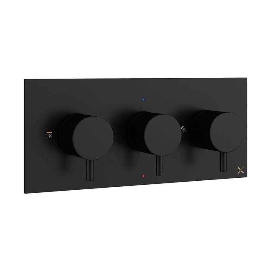 Crosswater Concealed Shower Valve Crosswater MPRO 2 Outlet, 3 Handle Landscape Concealed Thermostatic Shower Valve
