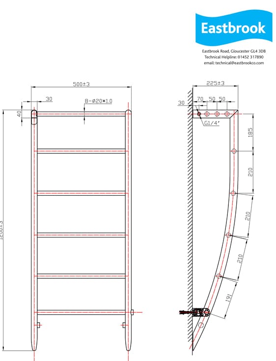 Eastbrook Ladder Rail Eastbrook Biava Corinium Designer Radiator in Chrome
