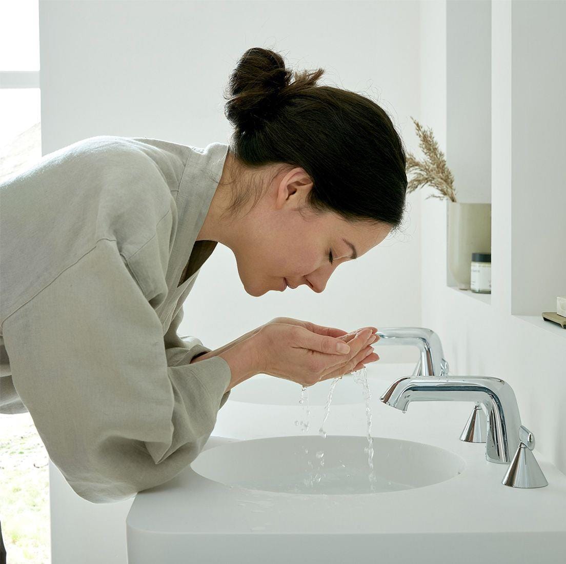 VADO 3 Tap Hole Basin Set Vado Arrondi 3 Hole Lever Handle Basin Mixer Tap in Chrome