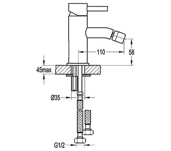 Flova Bidet Tap Flova Levo Bidet Mixer Tap with Clicker Waste - Diamond Chrome