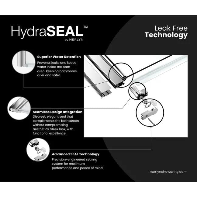 Merlyn Bath Screen Merlyn Single Square Bathscreen with Towel Rail with HydraSEAL Technology
