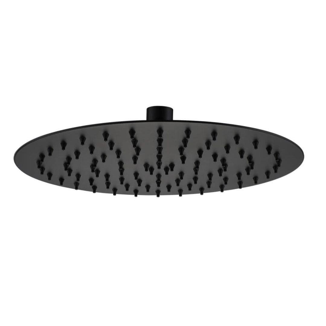 Aquarius Fixed Shower Head Matt Black Aquarius RainLux Round Slim Shower Head