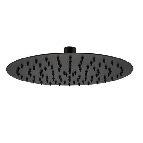 Aquarius Fixed Shower Head Matt Black Aquarius RainLux Round Slim Shower Head