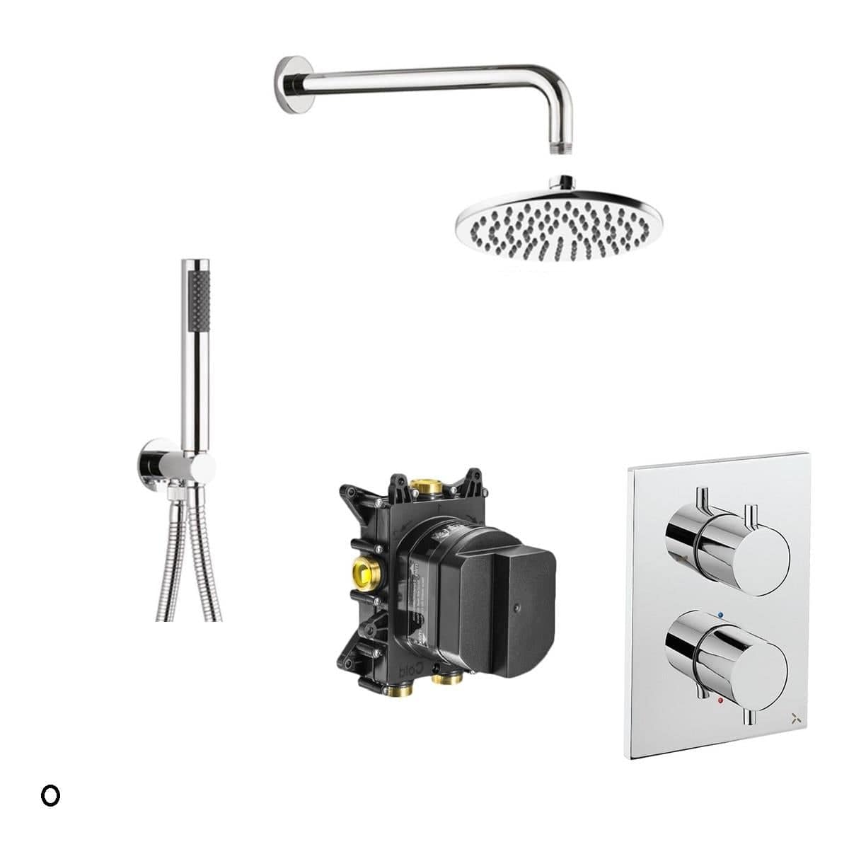 Crosswater Concealed Shower Set Chrome / 200mm Shower Head Crosswater Crossbox 2 Handle 2 Outlet Shower Bundle Version 2