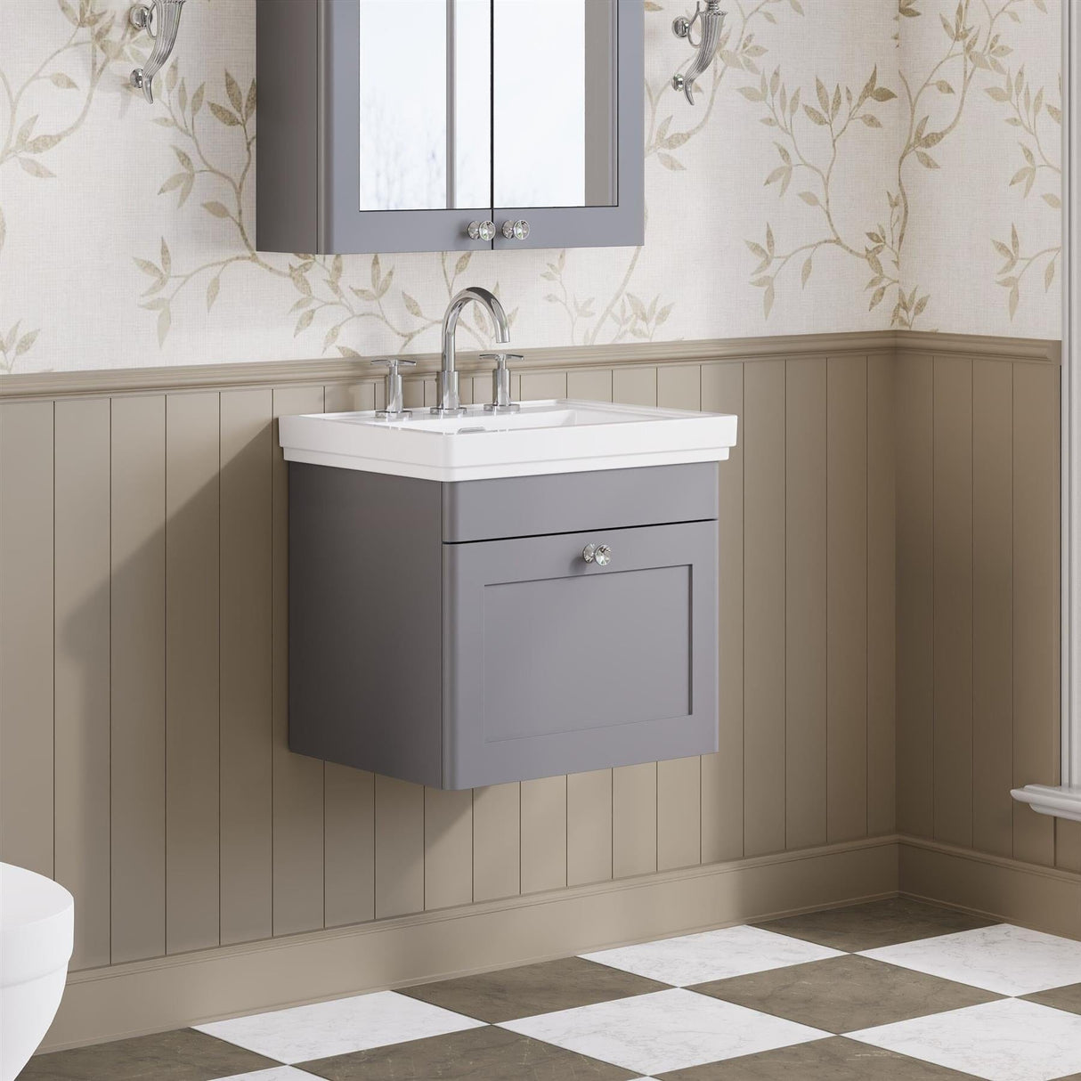 Aquarius Bathrooms Wall Mounted Vanity Unit Aquarius Leighton 500mm Wall Mounted One Drawer Vanity Unit with Basin