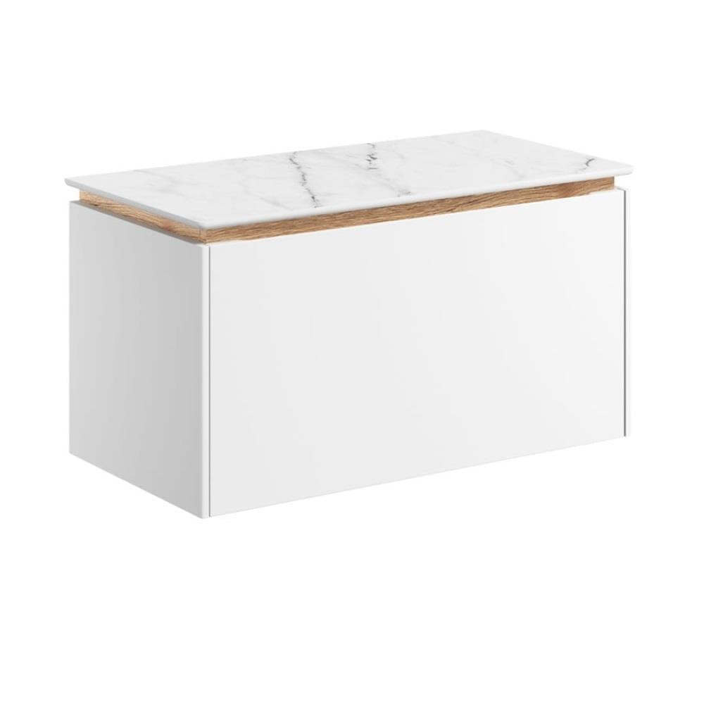 Crosswater Wall Mounted Vanity Unit Matt White / 700mm / Carrara Marble Countertop Crosswater Mada Wall Mounted Vanity Unit