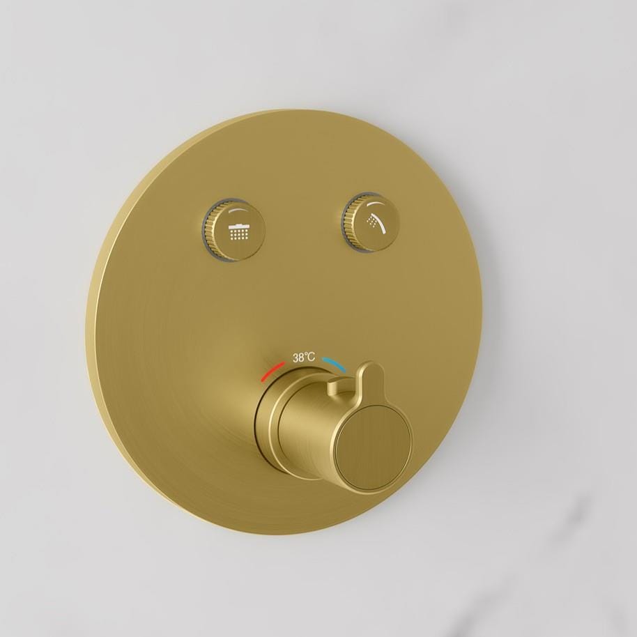 Flova Concealed Shower Valve Brushed Brass Flova Moonlight Round 2 Outlet GoClick Finishing Set