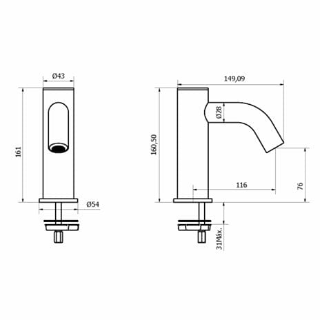 Crosswater Wall Mounted Basin Tap Crosswater MPRO Sensor Mono Basin Mixer Tap
