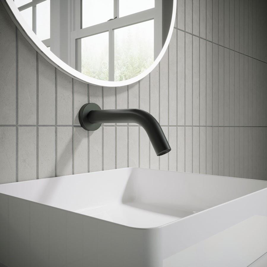 Crosswater Infrared Tap Matt Black Crosswater MPRO Sensor Basin Deck Mounted 220mm Spout