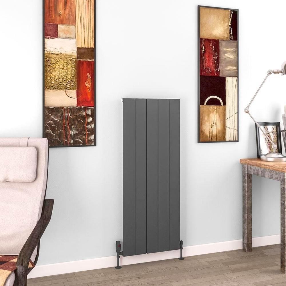 Eastbrook Panel Radiator 1200 x 470 / Electric Only Eastbrook Charlton Vertical Aluminium Designer Radiator in Matt Anthracite