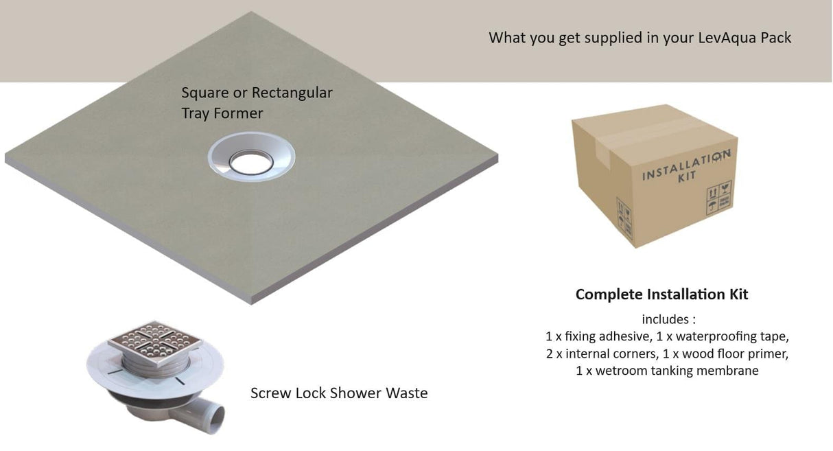 Aquarius Wetroom Tray Aquarius LevAqua Wetroom Tray with Centre Drain Complete Kit