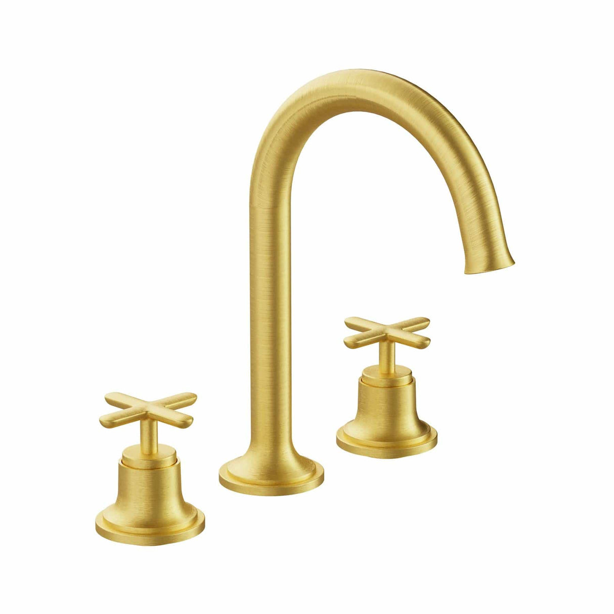 VitrA 3 Tap Hole Basin Set Brushed Gold VitrA Origin Classic Deck Mounted 3-hole Basin Mixer Tap with Cross Handles