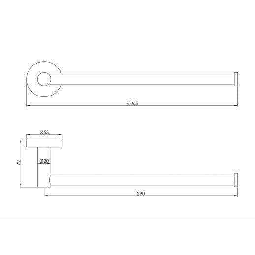 JTP Towel Rails and Rings JTP VOS Towel Rail 300mm