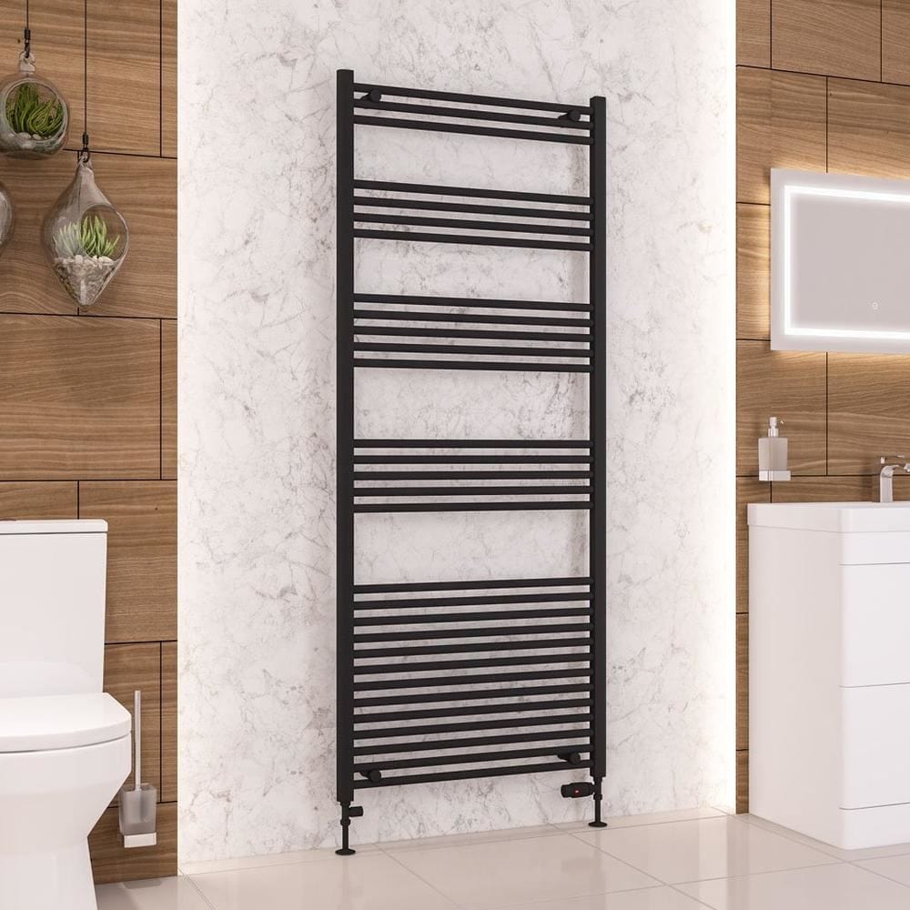 Eastbrook Wendover Straight Vertical Heated Towel Rail in Matt Black
