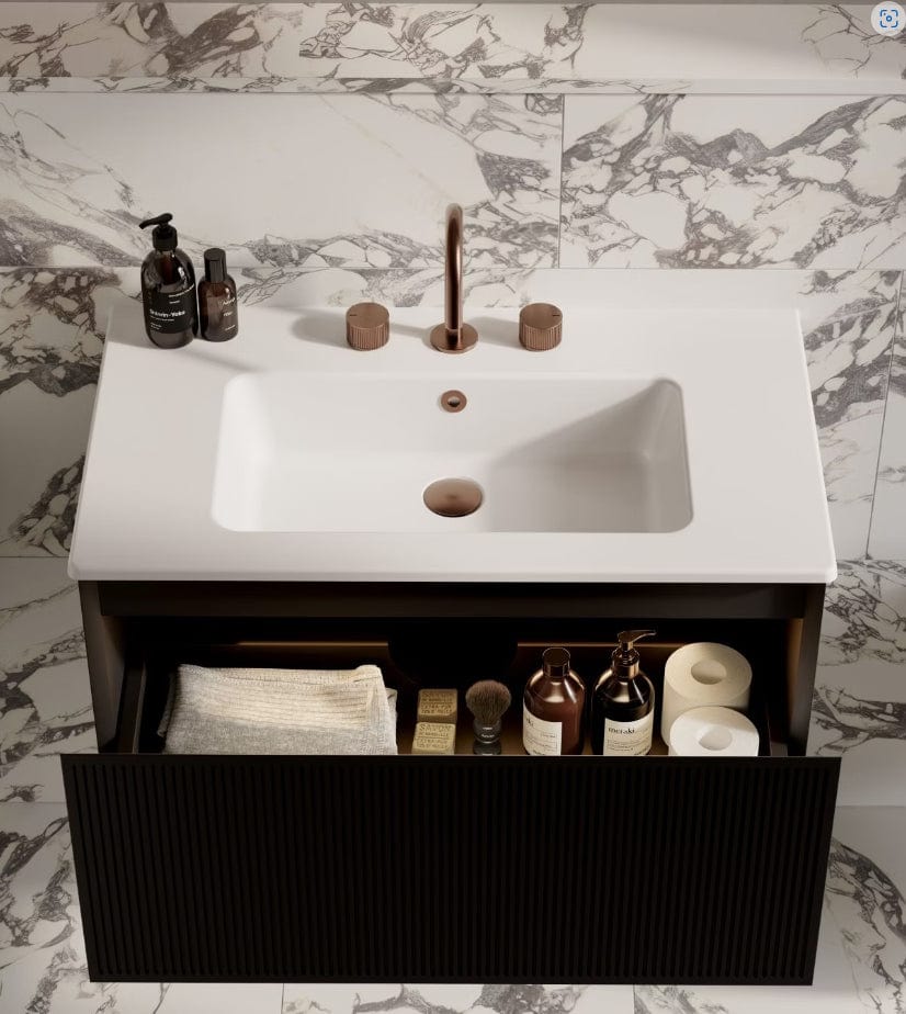 Saneux Wall Mounted Vanity Unit Saneux Monument Vanity Unit With Basin - 800 x 470mm - One Drawer - Wall Mounted