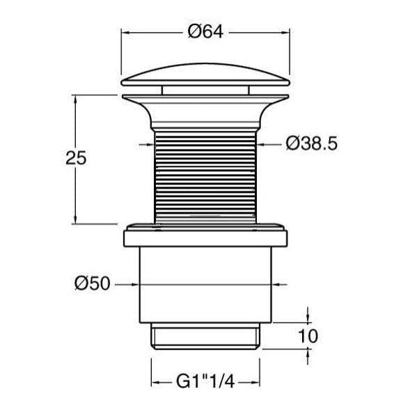 Crosswater Basin Waste Crosswater Unslotted Click Clack Basin Waste in Chrome