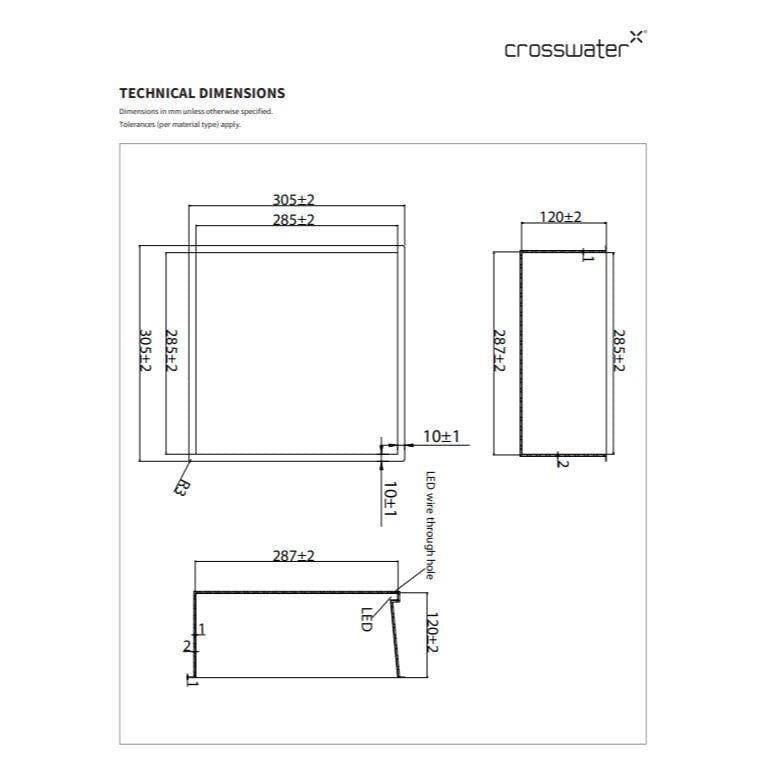 Crosswater Shelf Crosswater Square Shower Niche with LED - 305 x 305mm