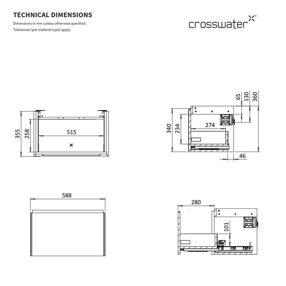 Crosswater Wall Mounted Vanity Unit Crosswater Mada Wall Mounted Vanity Unit