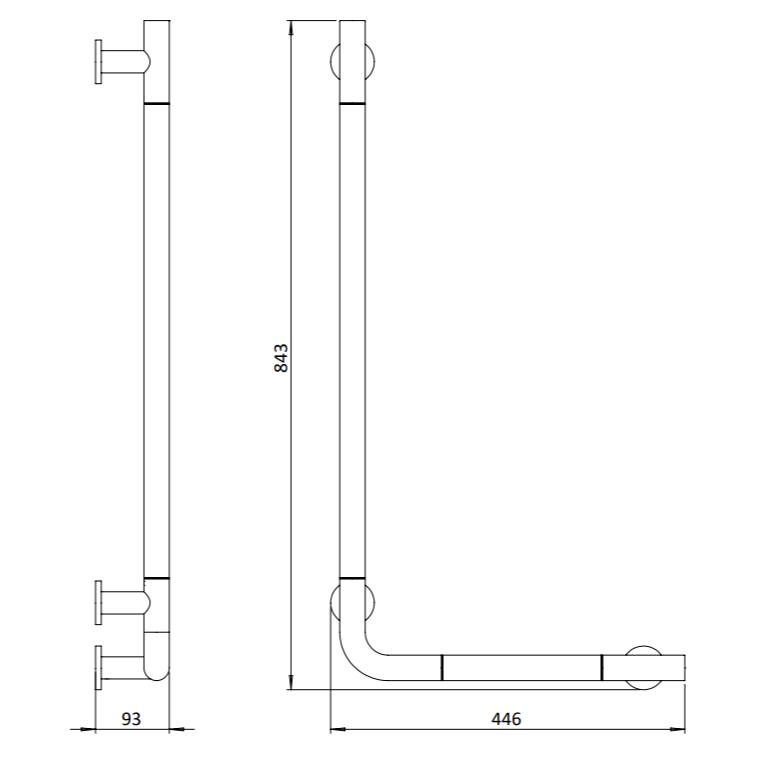 Crosswater Grab Rail/Bar Crosswater Right Angle Grab Bar