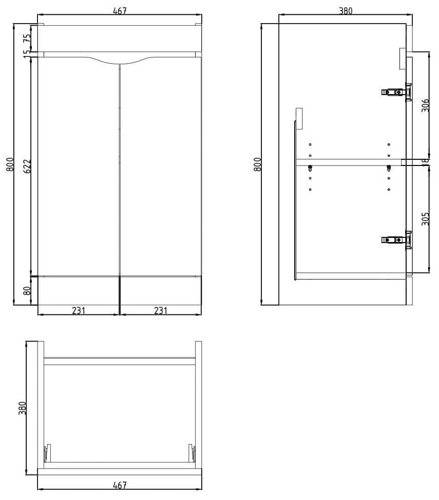 Saneux Floor Vanity Standing Unit Saneux Indigo Vanity Unit With Basin - 500 x 400mm - Two Door - Floor Standing