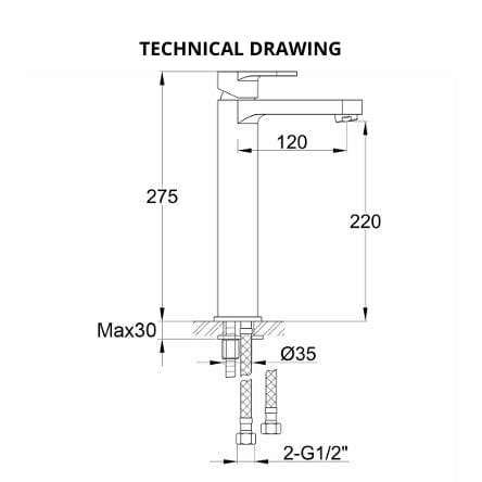Imex Tall Basin Tap Imex Ivan Tall Basin Mixer Tap with Universal Waste in Chrome