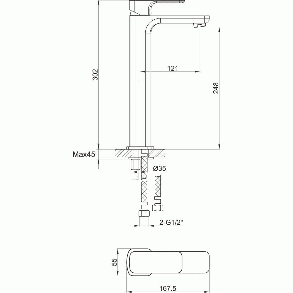 Imex Mono Basin Tap Imex Blade Tall Single Lever Basin Mixer Tap with Universal Clicker Waste