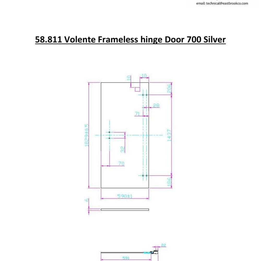 Eastbrook Hinged Shower Door 700mm Eastbrook Volente 6mm Frameless Hinged Door in Polished Chrome