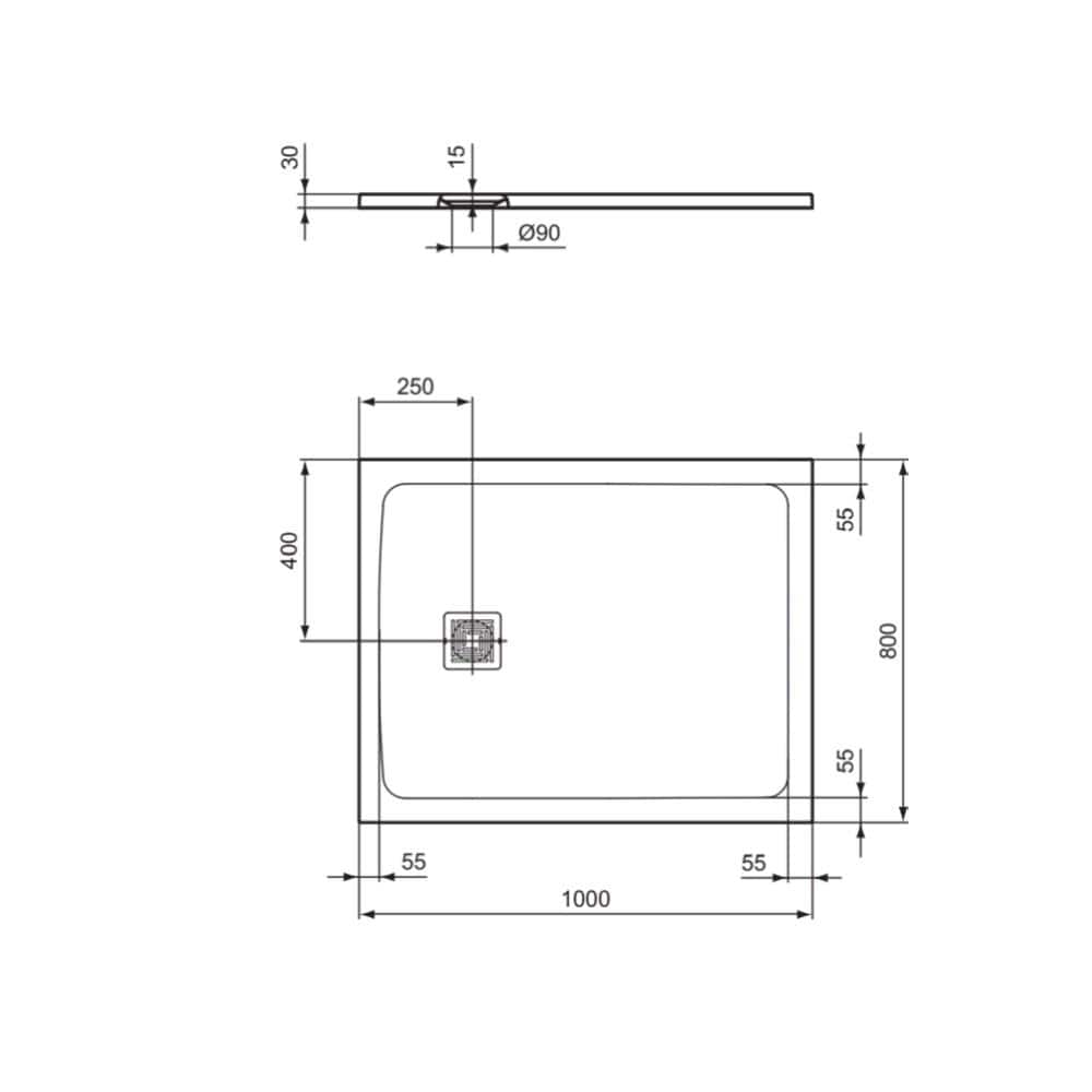 Ideal Standard Rectangle Shower Tray Ideal Standard Ultra Flat S+ Shower Tray 30mm including Waste