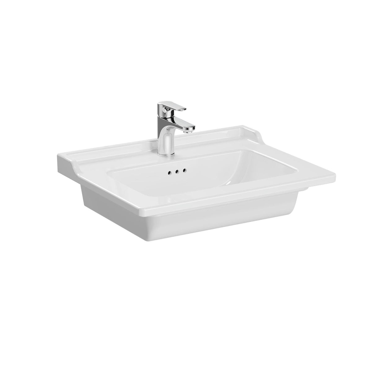 VitrA Wall Mounted Vanity Unit VitrA Root Groove Wall Mounted 2 Drawer Vanity Unit 600mm with One Tap Hole Basin
