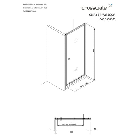 Crosswater Pivot Shower Door Crosswater Clear 6 Pivot Shower Door