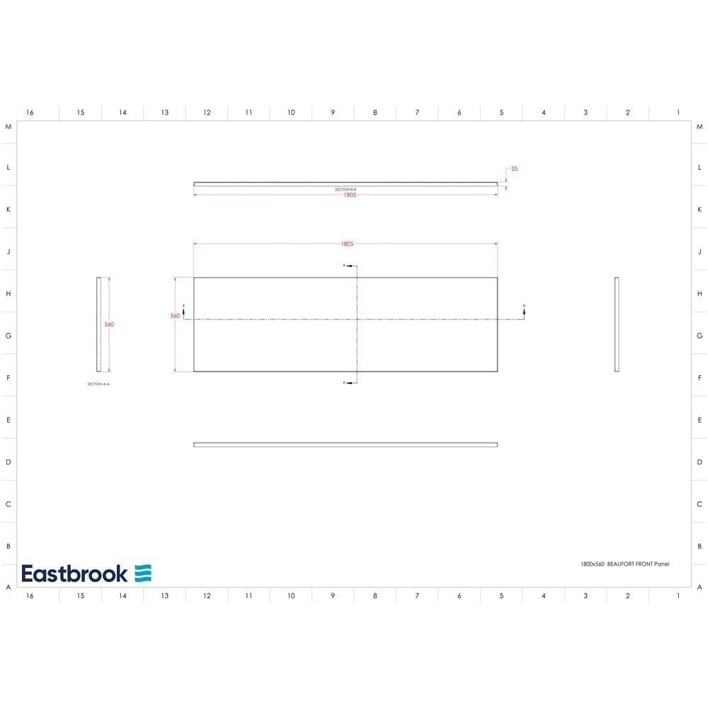 Eastbrook Bath Panel 1800mm / Reinforced Beauforté Acrylic Eastbrook Flat Front Bath Panel
