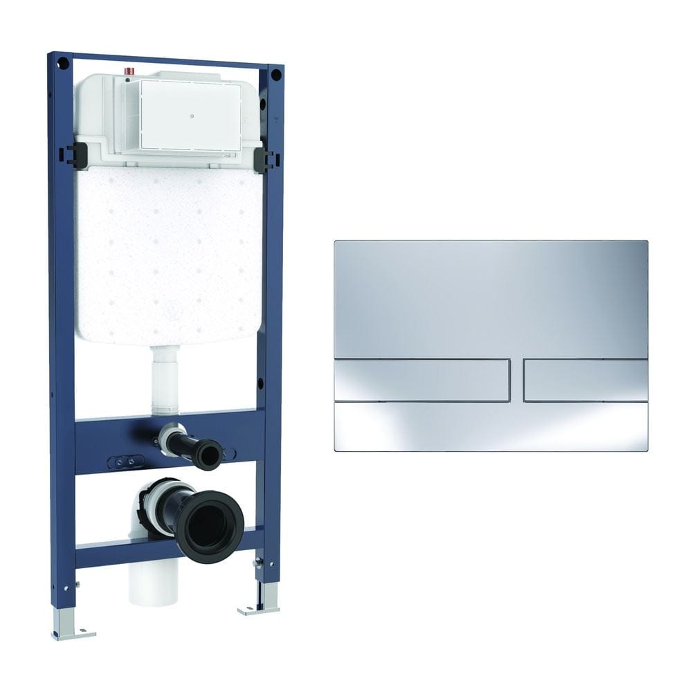 Crosswater Wall Hung WC Frame Venue Plate in Chrome Crosswater 1.12m Slim Depth Dual Flush WC Support Frame Set with Flush Plate