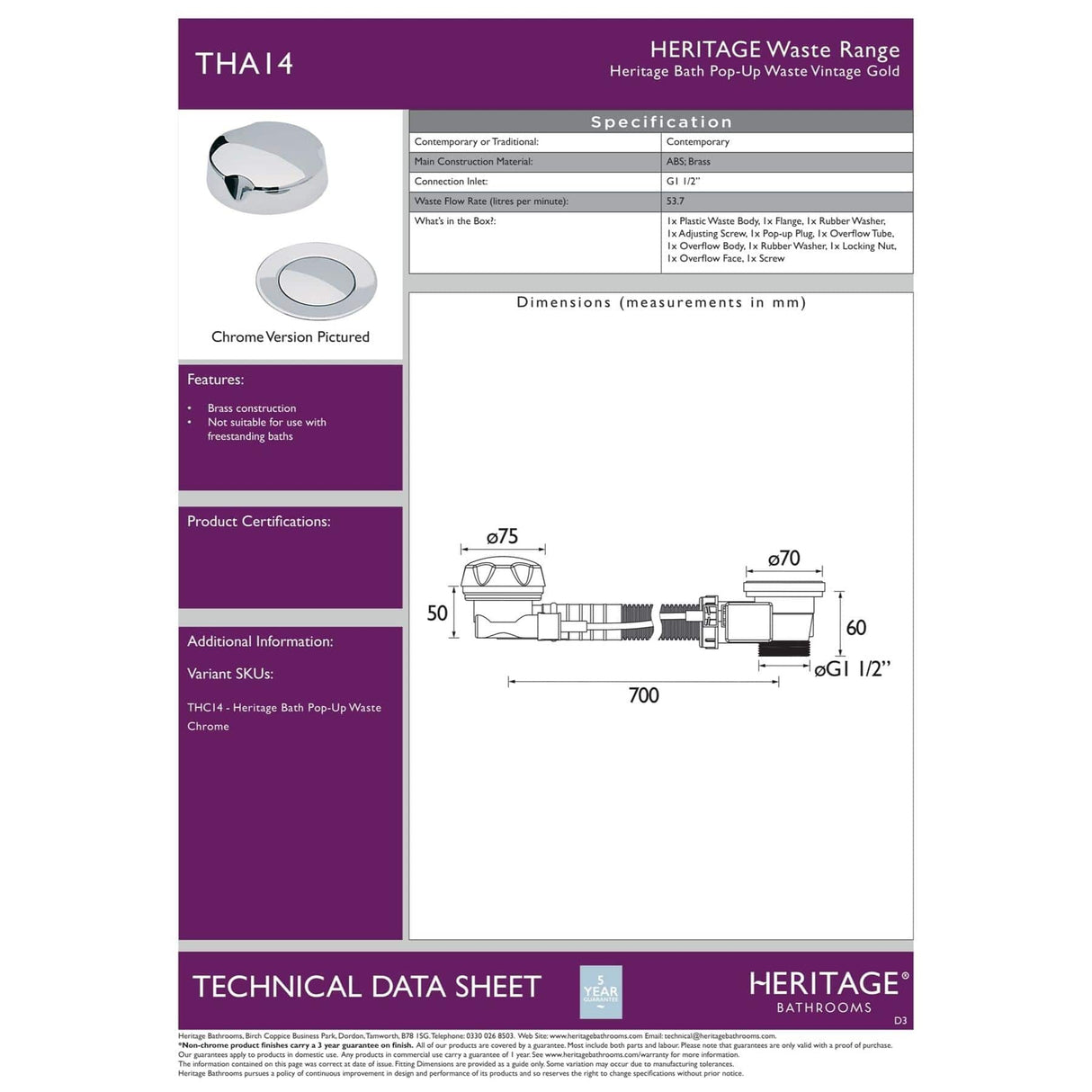 Heritage Bath Waste Heritage Bath Pop up Waste