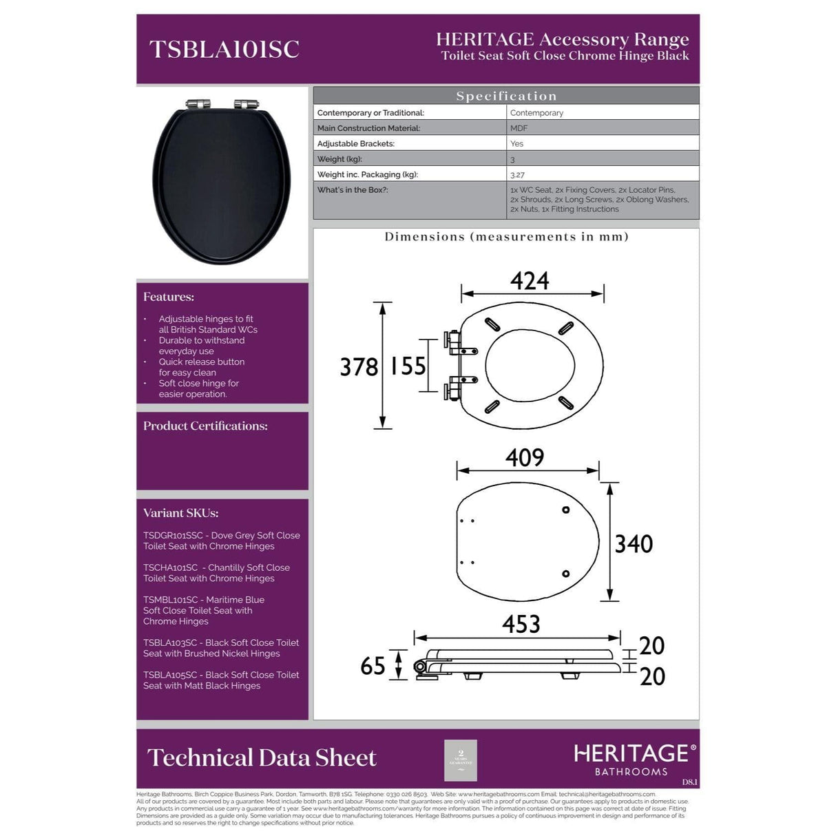 Heritage Soft Close Wooden Toilet Seat