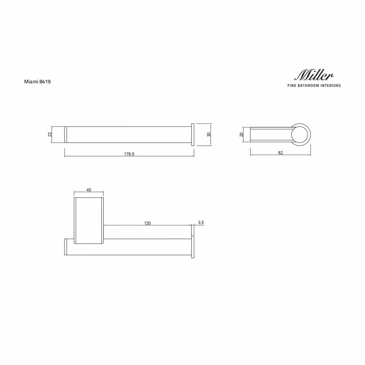 Miller Toilet Roll Holder Miller Miami Toilet/Spare Roll Holder