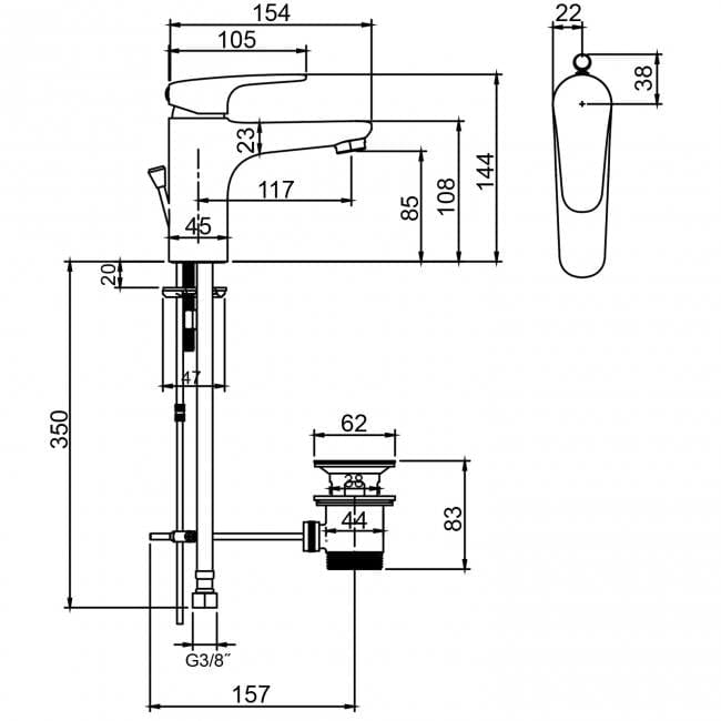Villeroy & Boch Mono Basin Tap Villeroy & Boch O.Novo Start Single Lever Basin Mixer Tap with Pop-Up Waste in Chrome